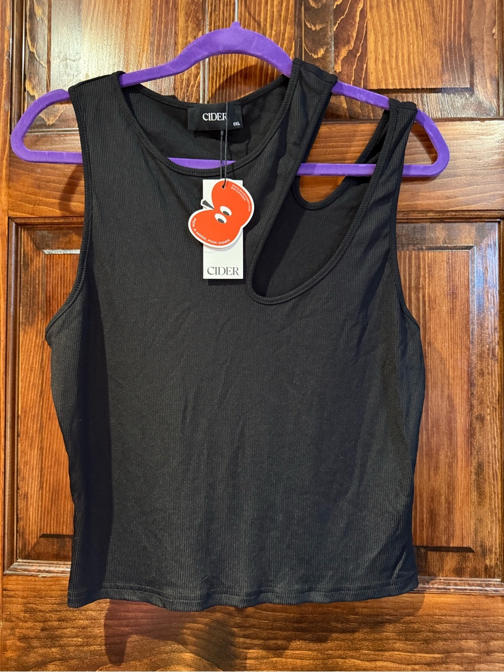 Cider Black Cutout Ribbed Crop Tank Top